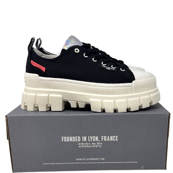 Palladium Revolt Lo Tx Women's Black/White/Marshmallow Chunky Sneakers Size 8 97 - Picture 3 of 6